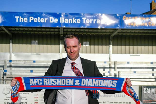 Andy Burgess takes charge of AFC Rushden & Diamonds for the first time this weekend. Picture courtesy of AFC Rushden & Diamonds