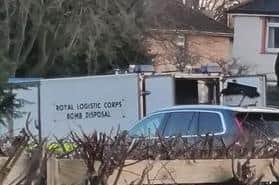 The bomb disposal unit at the scene today.