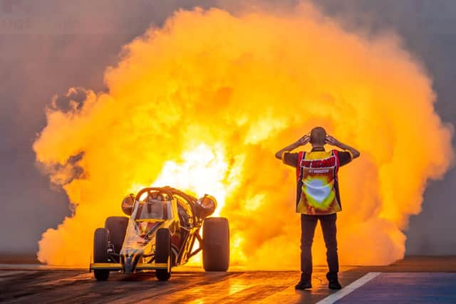 Jet Cars will light up the Festival of Power at Santa Pod Raceway over the Easter weekend. Picture courtesy of Santa Pod