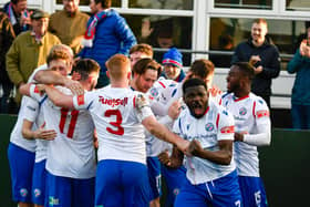 AFC Rushden & Diamonds maintained their play-off push with a 1-0 win over Hednesford Town last weekend and visit Lowestoft Town tomorrow. Picture courtesy of Hawkins Images