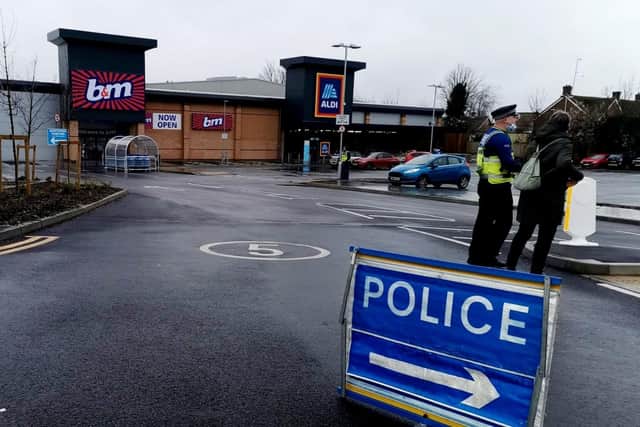 Aldi in Weedon Road has been evacuated. Photo: Logan Macleod.