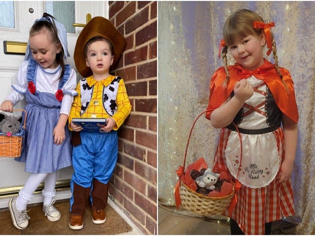 Shani Clay shared this snap of Ayva and Albie as Dorothy and Woody, and Jess Rollings shared this photo of Isla rae as Little Red Riding Hood
