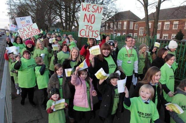 Pen Green's funding has been threatened several times over the years. People marched through the streets in 2011 amid funding cuts.
