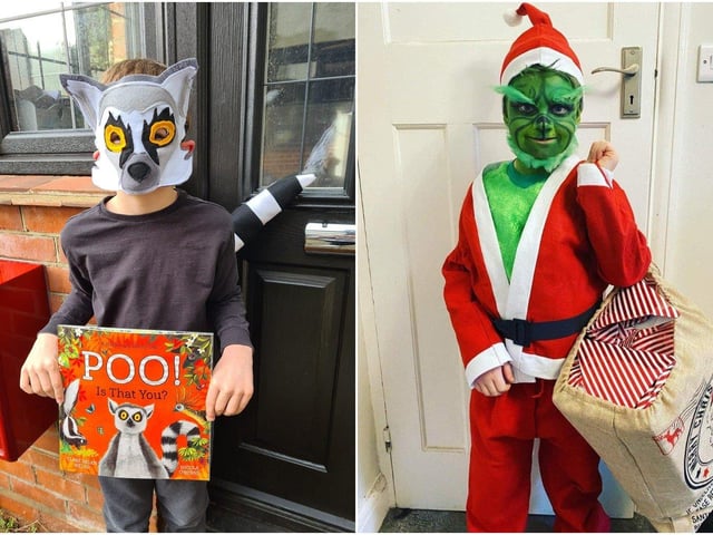 Roxanne Billingham shared the photo on the left, and Sarah Twine sent in the photo on the right of Roman O'Connor as The Grinch