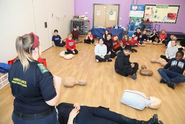 Stacey Price North Northants Community First Responder teaches Year 6 students