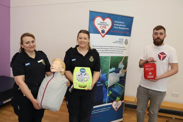 Linda Harvey (treasurer North Northants Community First Responder charity), Stacey Price, Jack Richman (East Midlands Knife Amnesty founder).
