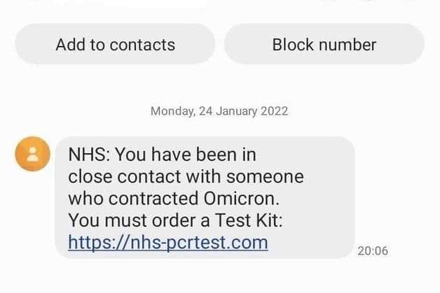 Bogus text messages like this one claiming to be from the NHS have cost people in Northamptonshire more than £500,000 this year