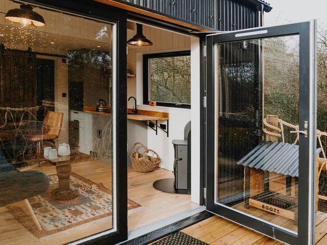 The treehouse sleeps two people.