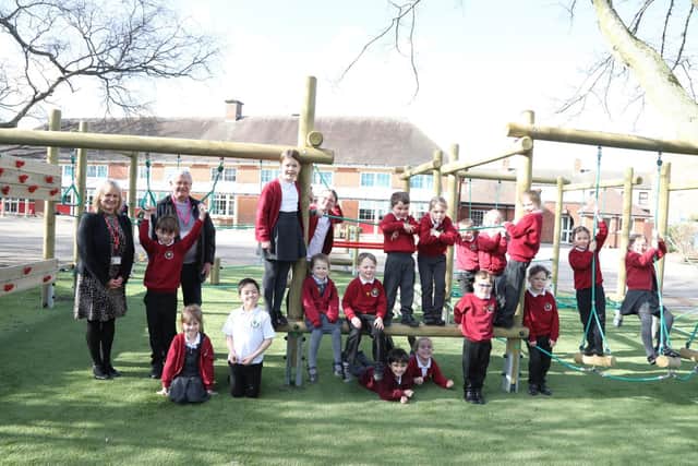 Finedon Education Charity also paid for the new play equipment in the playground for the children