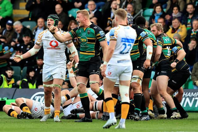 David Ribbans roared after Saints secured a key late penalty