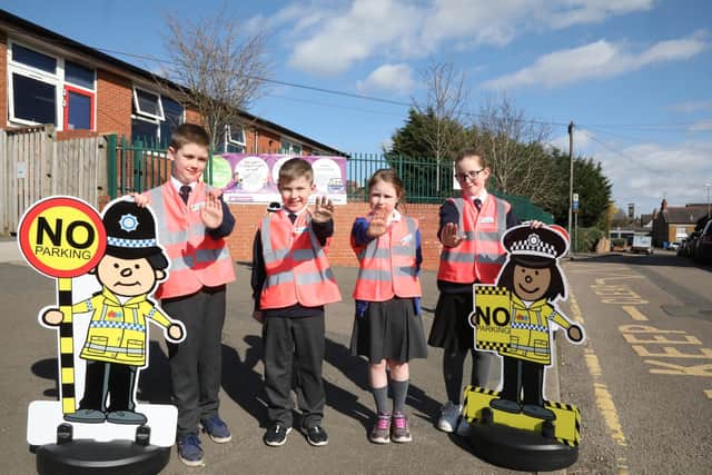 The no parking signs will be put outside the school in the morning and afternoon