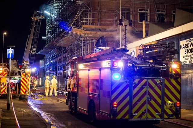 Up to 20 firefighters tackled a blaze on the fourth floor of the former Debenhams store in Northampton last night. Photo: Aperturenorthampton.com
