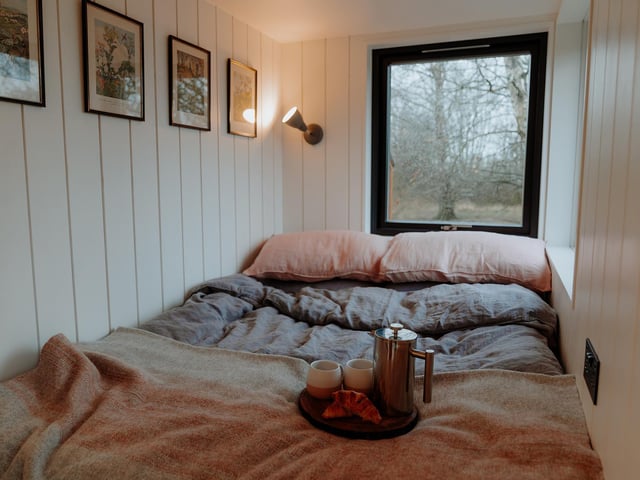 One queen-sized bed is situated on the ground floor - and a travel cot can be added on request.