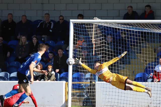 Jackson Smith is beaten for one of Chester's four goals