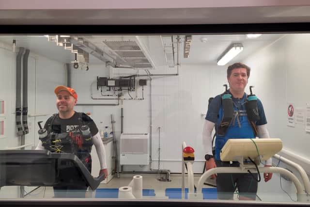 Andy Slater and Duncan Short on the treadmills at the University of Bedfordshire