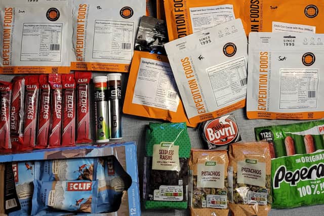 Some of the rations that the runners will need to last the six-day marathon