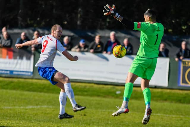 Shane Bush scored his first goal for AFC Rushden & Diamonds in the 2-2 draw with Tamworth. Picture courtesy of Hawkins Images