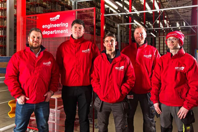 L-r Europa Engineers at Corby: Jon Margetts, Aaron Crosby, Ryan Incles, Dan Howarth and Ryan Appleton