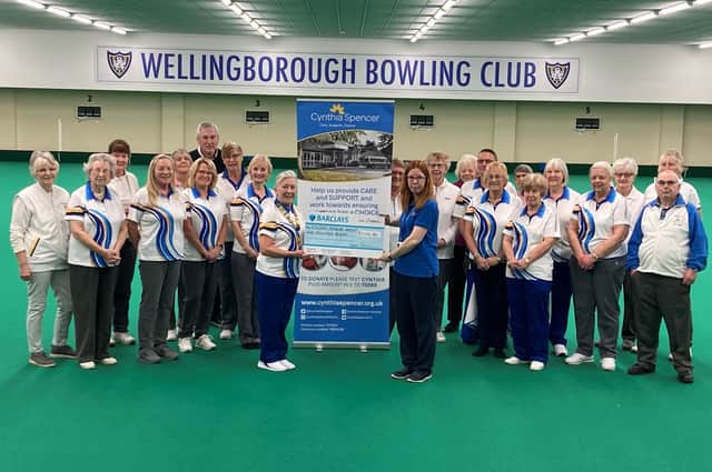 Wellingborough Bowling Club's cheque presentation.