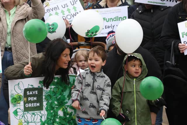Nursery children joined in the protest at the executive meeting of North Northants Council