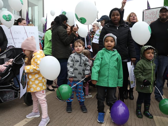 Nursery children joined in the protest