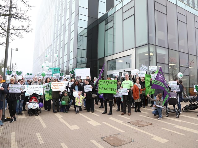 A protest took place before the meeting