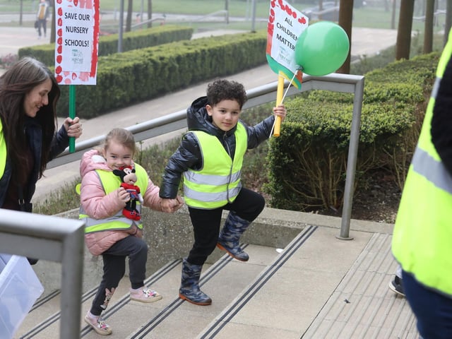 Young protesters from Highfield Nursery in Wellingborough