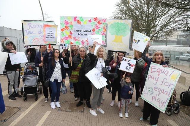 Protesters from all four nurseries joined in