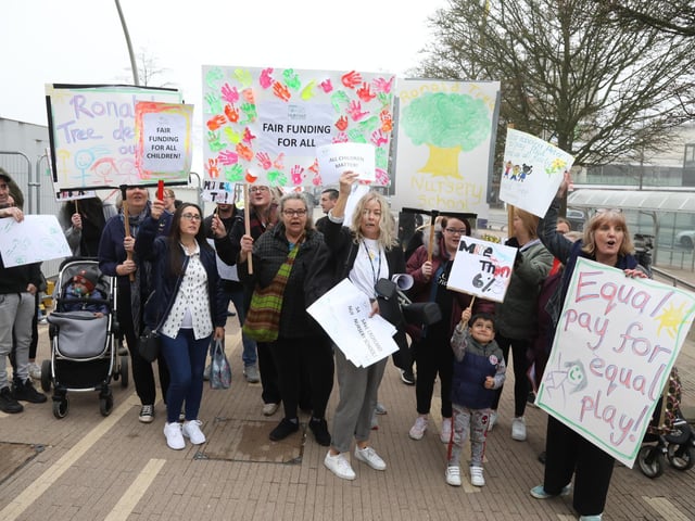 Protesters from all four nurseries joined in