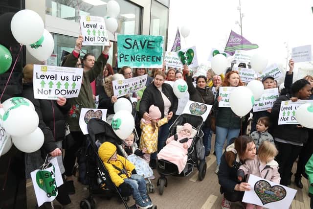 Two groups of supporters across North Northamptonshire gathered outside the Corby Cube.