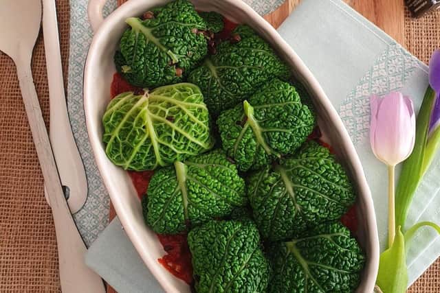 Try these tasty cabbage leaves filled with black rice and lentils