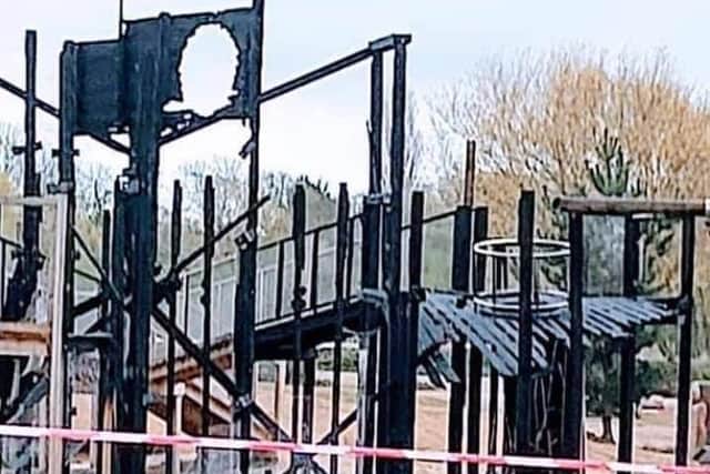 This was the scene on Saturday morning after a blaze destroyed the adventure playground