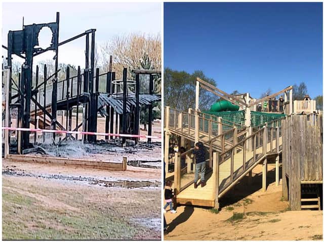 All that was left of the adventure playground after Saturday's fire at Stanwick Lakes
