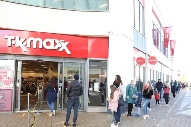 Queues outside TK Maxx in Corby