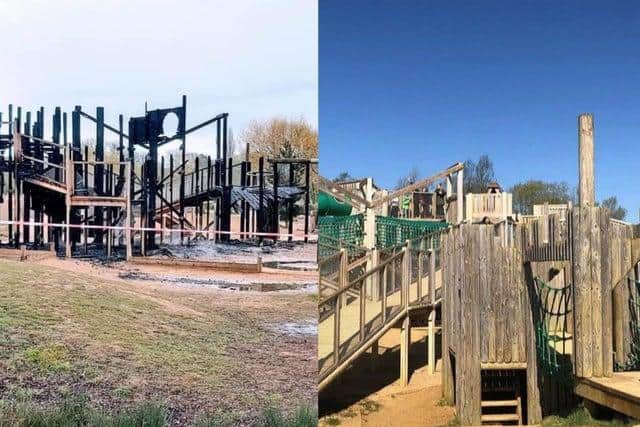 Raunds firefighters took the photo of the destroyed playarea