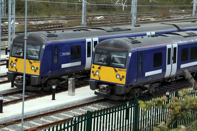 Class 360 trains in Kettering Station's newly refurbished sidings