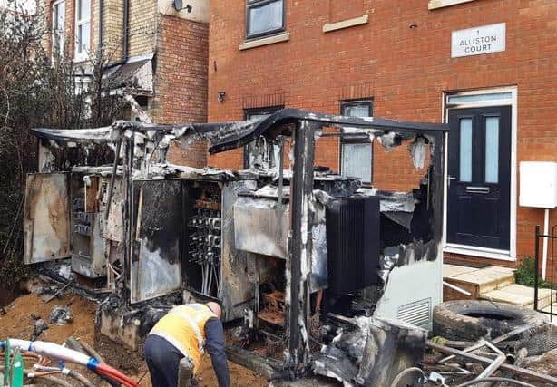 Friday's clear-up operation after fire ripped through the Semilong substation
