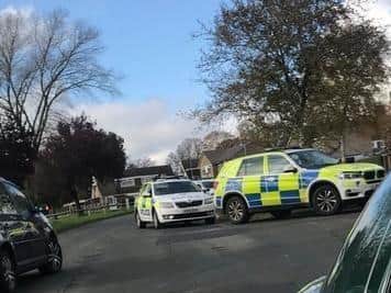 Police at the scene when Marshall was arrested.