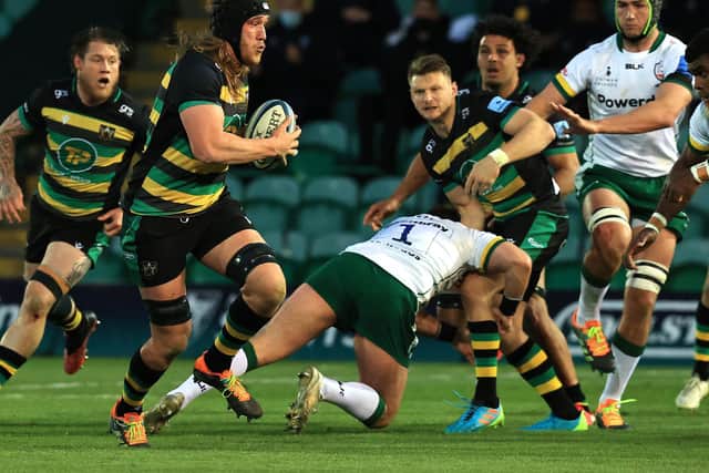 Alex Moon on the charge against London Irish last weekend