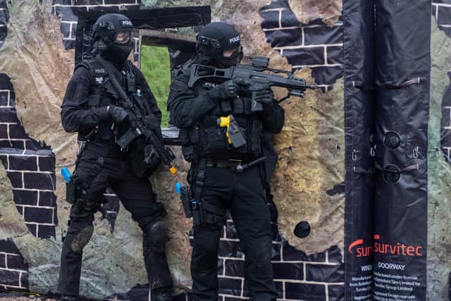 Northamptonshire's crack firearms officers in action at RAF Croughton during their training programme. Photos: Northamptonshire Police