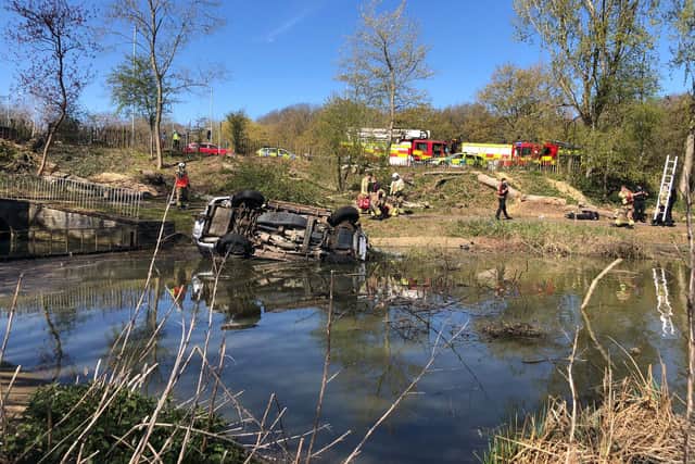 The car in the boating lake. Image: JPI Media.