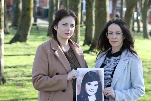 Claire and Lauren Holmes who have been campaigning for justice for their sister