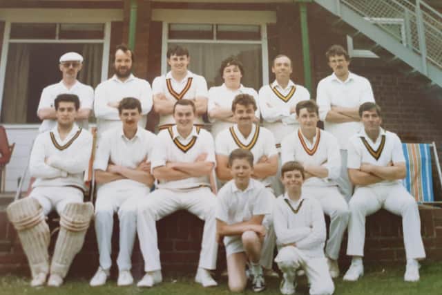 Robin (back row, second from right) on a cricket tour to Paignton in the 1980s.
