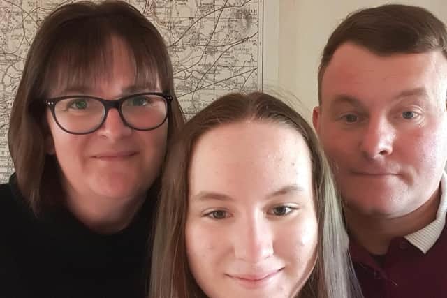 Tracey Westley, pictured with her husband Anthony and daughter Caitlyn.