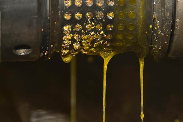 Oil drips from the press
