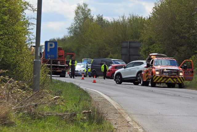 Emergency services at the scene of the crash. Picture: Andrew Carpenter