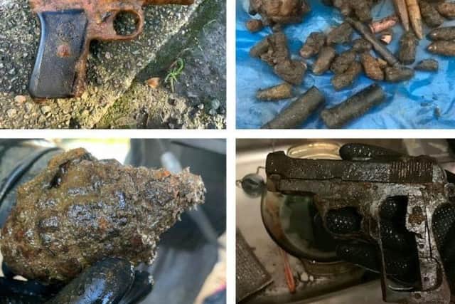 A selection of potentially dangerous objects magnet anglers have fished out of Northamptonshire's waterways
