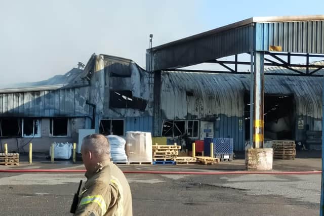 Fire crews at the blaze yesterday