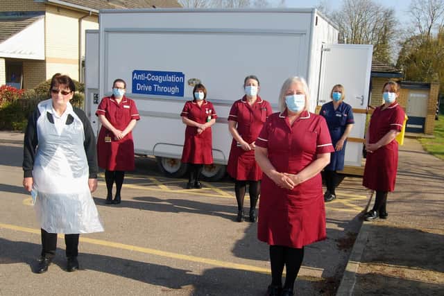 The Anticoagulation Team delivering their vital service – with a little help from a fast
food trailer.