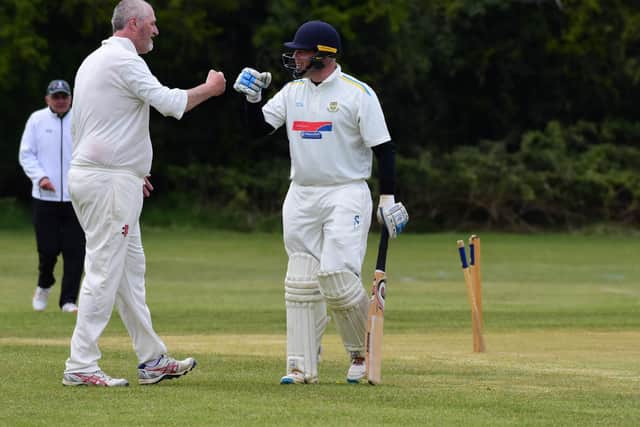 Cogenhoe IIs' Matt Irons sees the funny side after he is dismissed in his team's loss to Obelisk (Pictures: Jamie Brown)